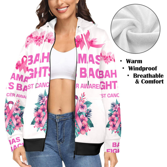 Bahamas Cancer Awareness Women's Fleece Full-Zip Hoodie