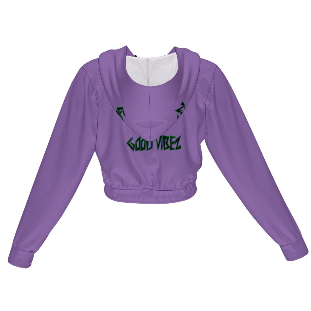 Good VibeZ Women's Chiffon Cropped Jacket zipper coat