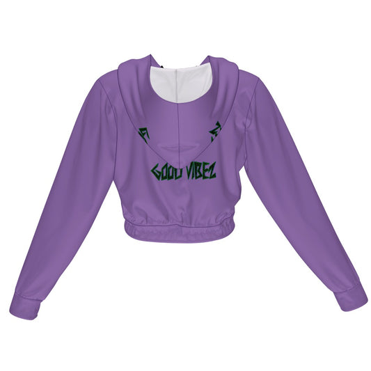 Good VibeZ Women's Chiffon Cropped Jacket zipper coat