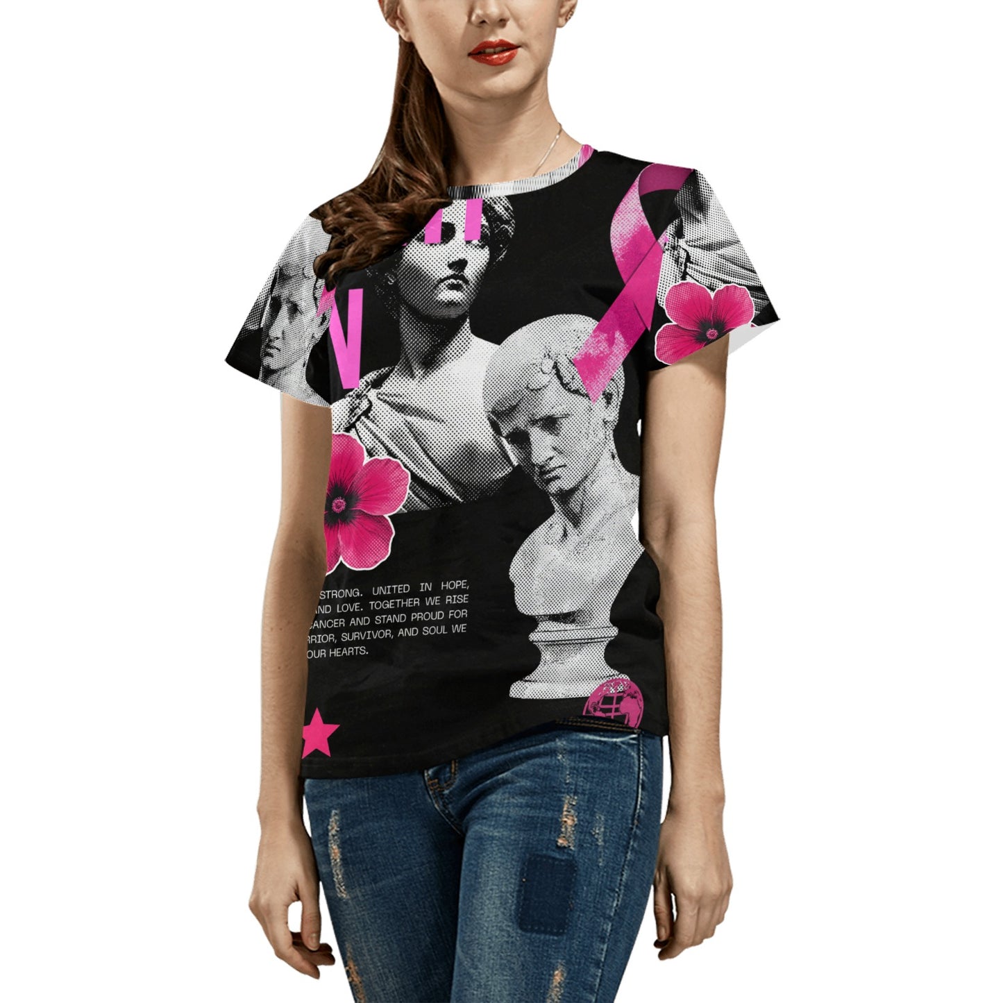Women's Cancer Awareness Shirt (Bahamian Logo)